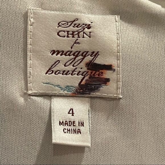 NWT Suzi Chin for Maggy Boutique Purple White Abstract Draped Sleeveless Dress 4 - Picture 5 of 11